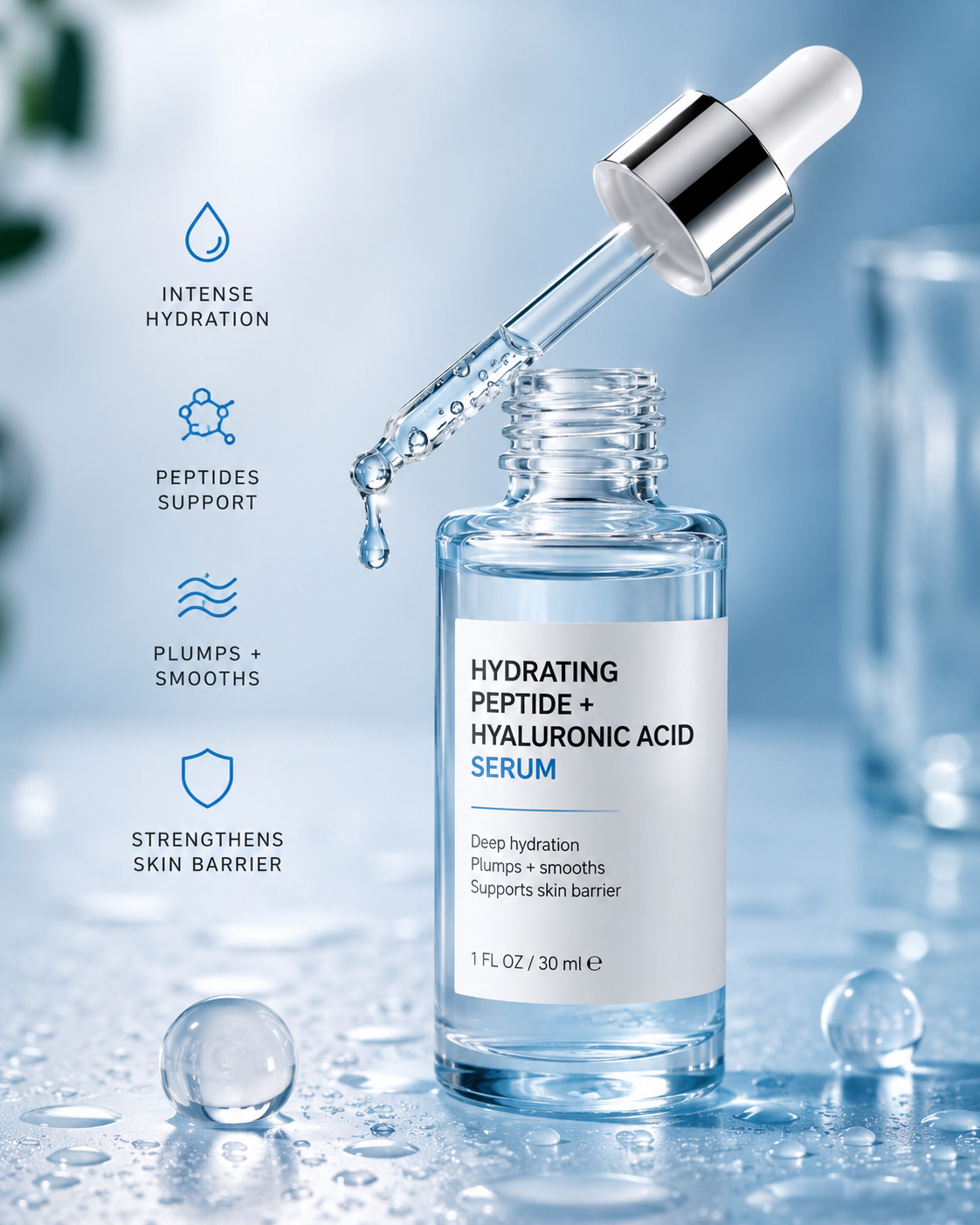 Hydrating Peptide and Hyaluronic Acid Serum by Glow and Radiance